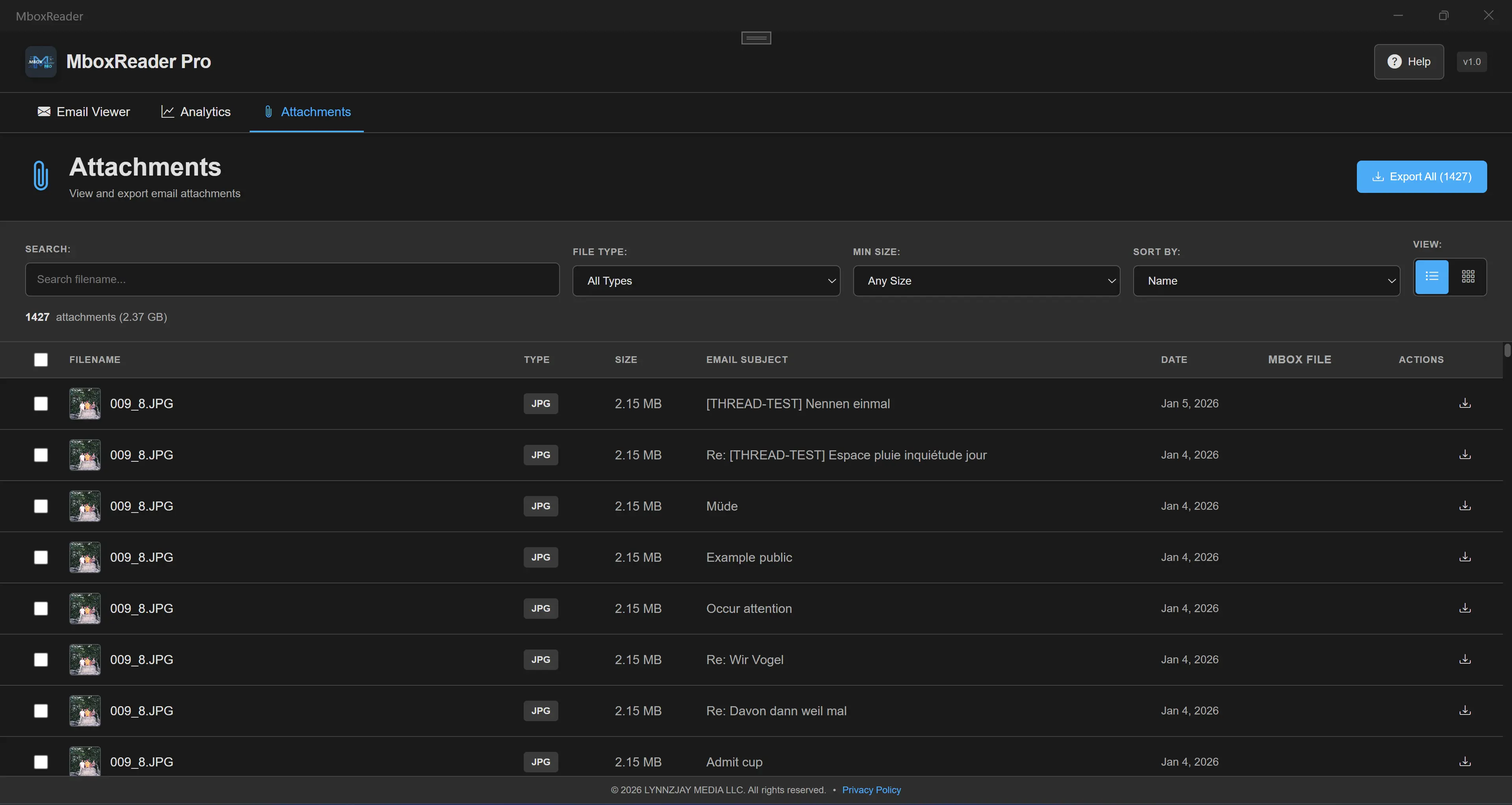 MboxReader Pro Attachment Management
